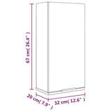 Wall-mounted Bathroom Cabinet High Gloss White 32x20x67 cm
