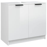 Bathroom Cabinet High Gloss White 64.5x33.5x59cm Engineered Wood - Front View