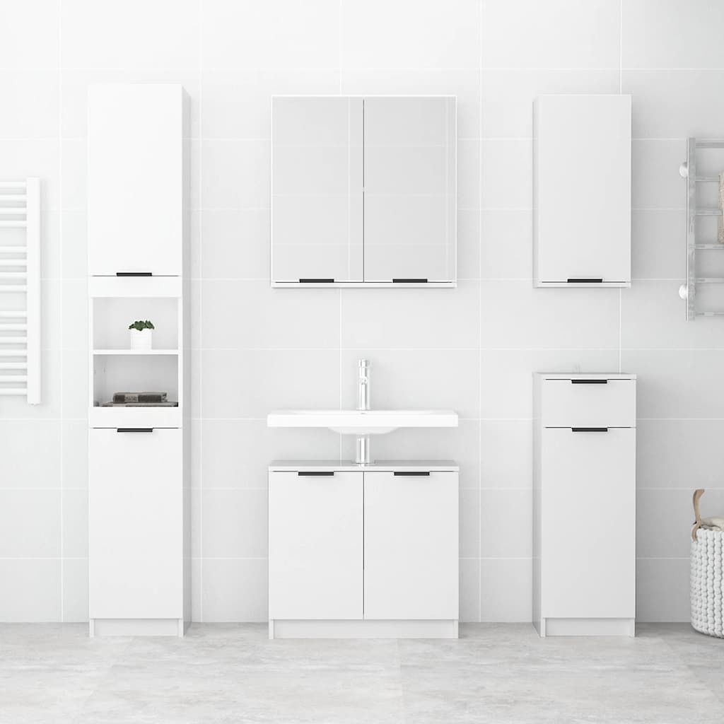Bathroom Cabinet High Gloss White 64.5x33.5x59cm Engineered Wood
