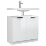 Bathroom Cabinet High Gloss White 64.5x33.5x59cm Engineered Wood - 45-Degree Angle