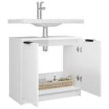 Bathroom Cabinet High Gloss White 64.5x33.5x59cm Engineered Wood - Rear View