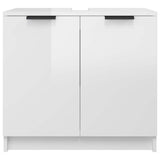 Bathroom Cabinet High Gloss White 64.5x33.5x59cm Engineered Wood - Close-Up Angle