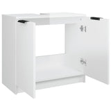 Bathroom Cabinet High Gloss White 64.5x33.5x59cm Engineered Wood - Extra Image