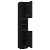 Bathroom Cabinet Black 32x34x188.5 cm Engineered Wood - Close-Up Angle