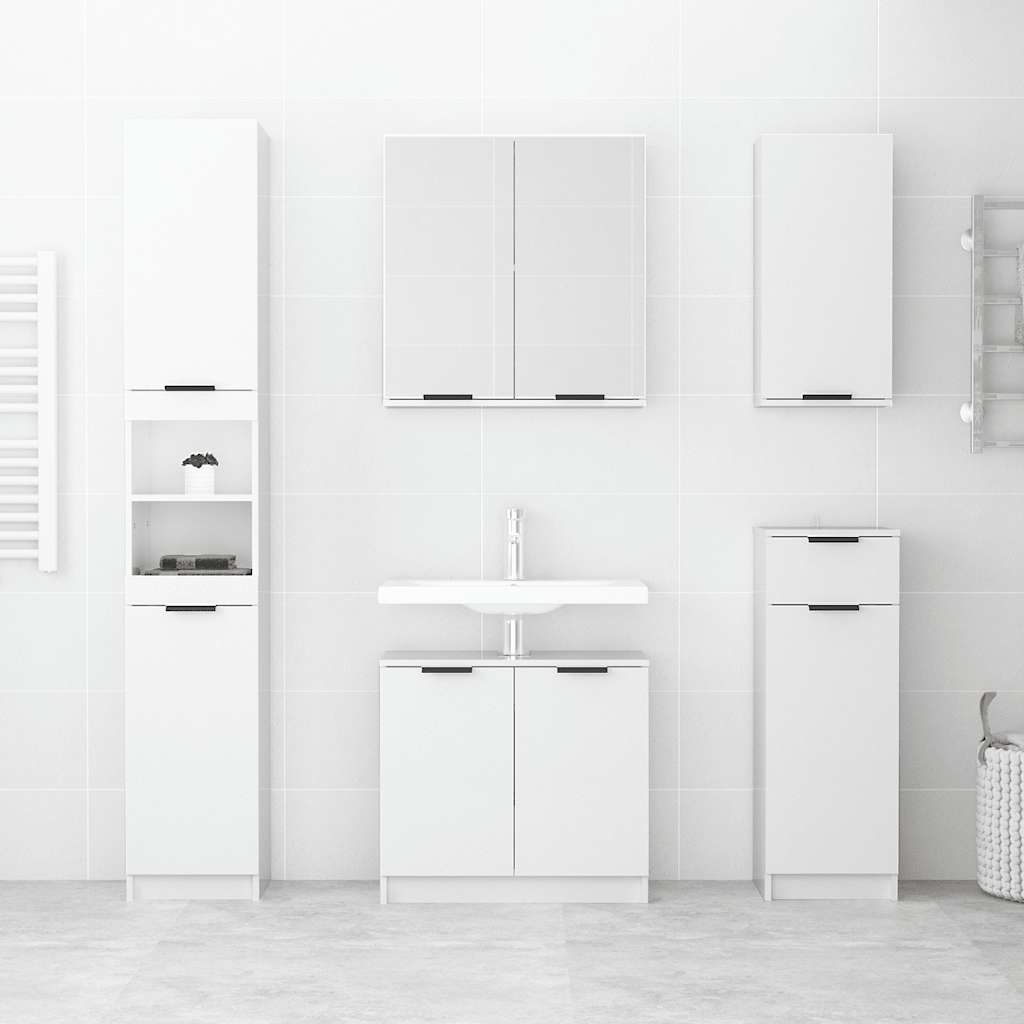 Bathroom Cabinet High Gloss White 32x34x188.5cm Engineered Wood