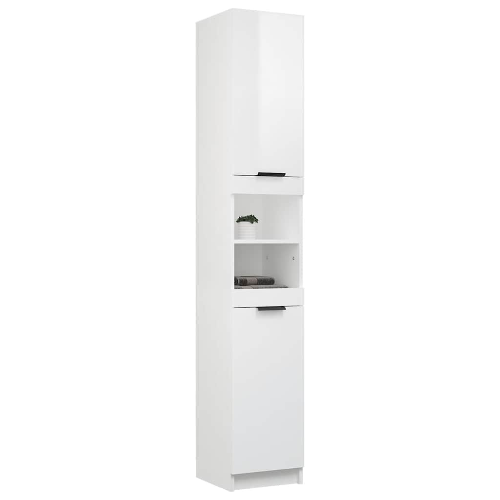 Bathroom Cabinet High Gloss White 32x34x188.5cm Engineered Wood