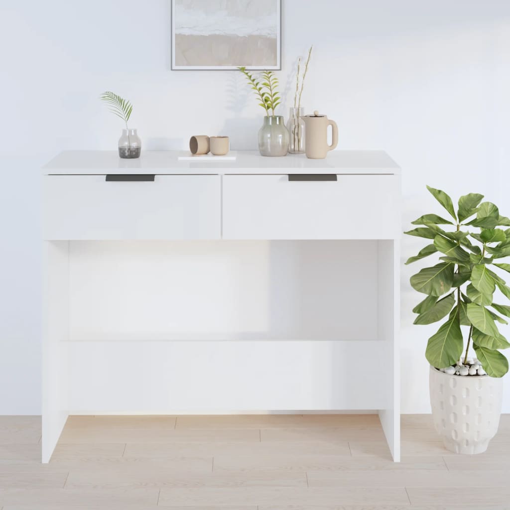 Console Table High Gloss White 90x36x75 cm Engineered Wood