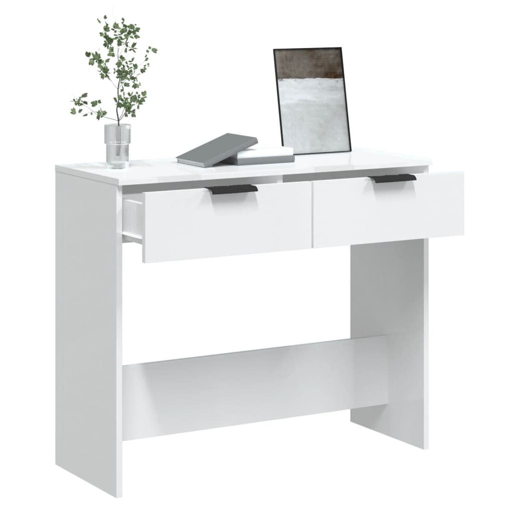 Console Table High Gloss White 90x36x75 cm Engineered Wood