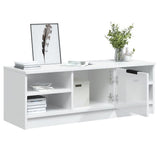 TV Cabinet High Gloss White 102x35.5x36.5 cm Engineered Wood - 45-Degree Angle