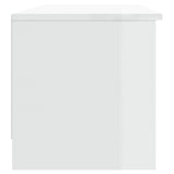TV Cabinet High Gloss White 102x35.5x36.5 cm Engineered Wood - Close-Up Angle