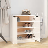 Shoe Cabinet High Gloss White 59x35x70 cm Engineered Wood