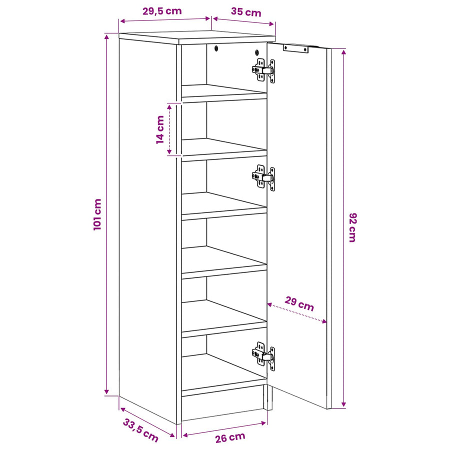 Shoe Cabinet White 30x35x100 cm Engineered Wood
