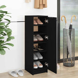 Shoe Cabinet Black 30x35x100 cm Engineered Wood - Side View
