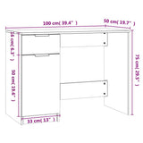Desk Black 100x50x75 cm Engineered Wood