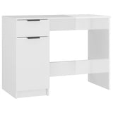 Desk High Gloss White 100x50x75 cm Engineered Wood - Front View