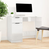 Desk High Gloss White 100x50x75 cm Engineered Wood - Side View
