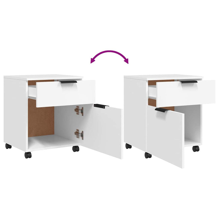 Mobile File Cabinet with Wheels White 45x38x54 cm