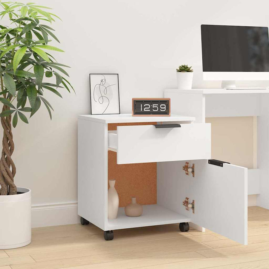 Mobile File Cabinet with Wheels White 45x38x54 cm