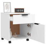 Mobile File Cabinet with Wheels White 45x38x54 cm Engineered Wood - Low Angle