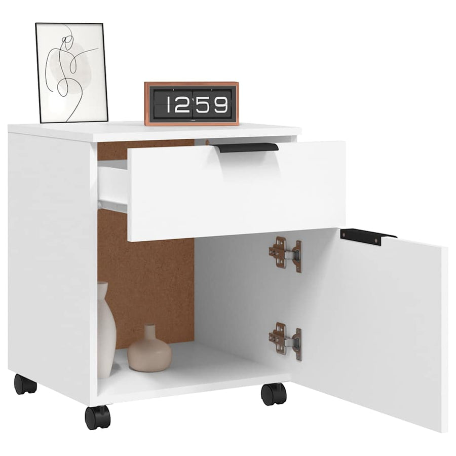 Mobile File Cabinet with Wheels White 45x38x54 cm