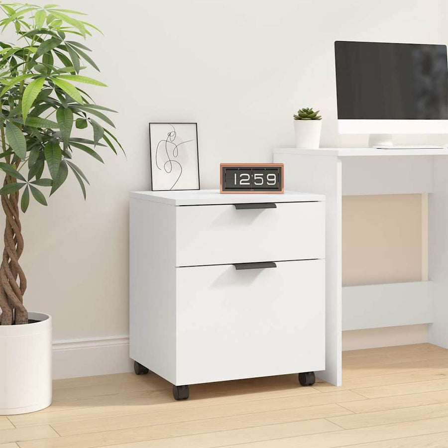 Mobile File Cabinet with Wheels White 45x38x54 cm