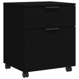 Mobile File Cabinet with Wheels Black 45x38x54cm Engineered Wood - Front View