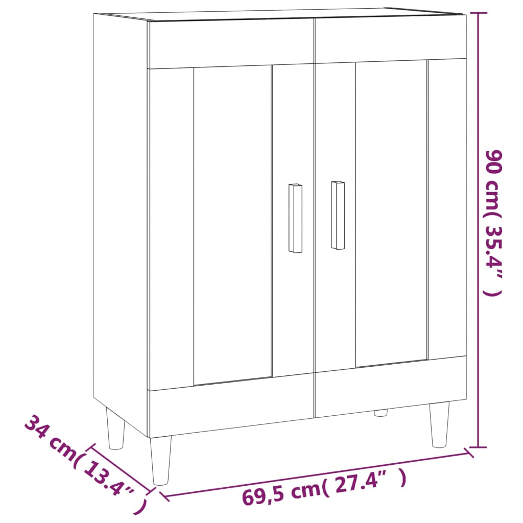 Sideboard White 69.5x34x90 cm Engineered Wood