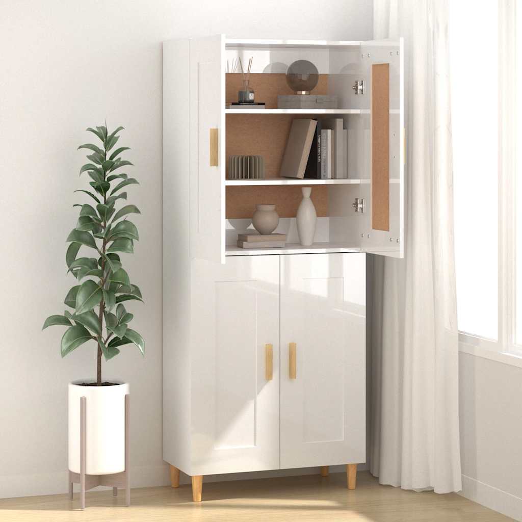 Sideboard High Gloss White 69.5x34x90 cm Engineered Wood