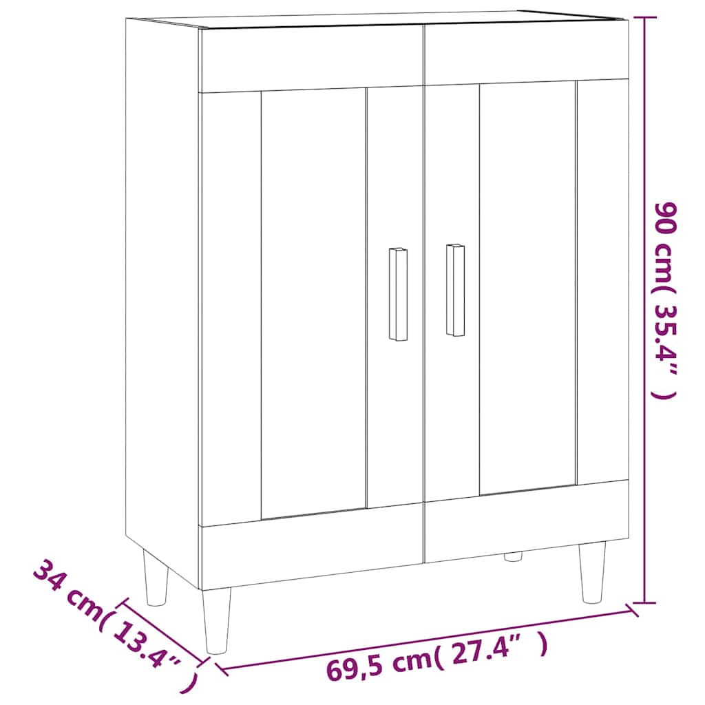 Sideboard High Gloss White 69.5x34x90 cm Engineered Wood