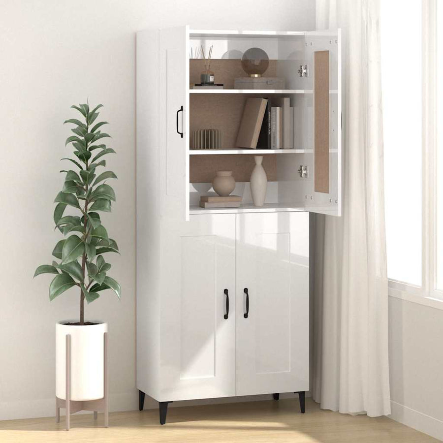 Sideboard High Gloss White 69.5x34x90 cm Engineered Wood