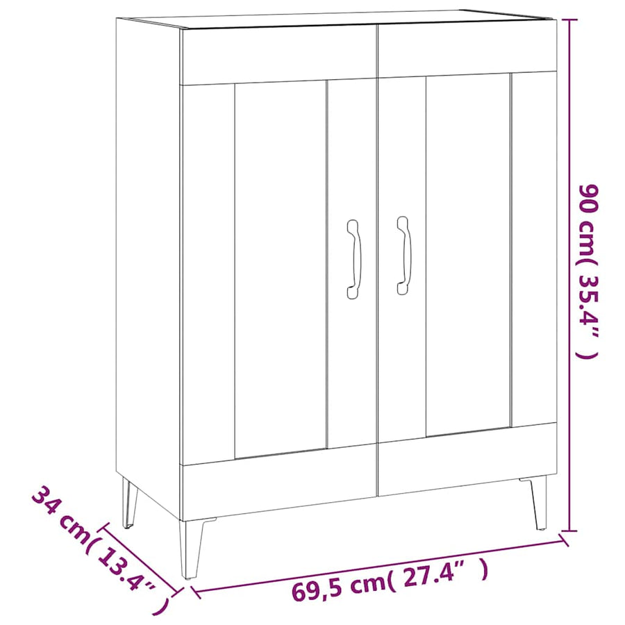 Sideboard High Gloss White 69.5x34x90 cm Engineered Wood