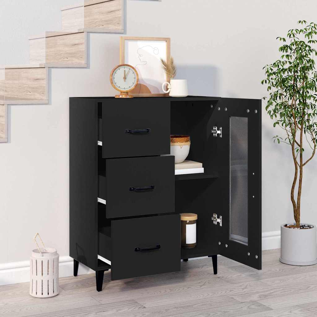 Sideboard with Drawer Black 69,5 x 34 x 90 cm Engineered Wood