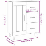 Sideboard with Drawer Black 69,5 x 34 x 90 cm Engineered Wood - Extra Image