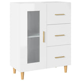 Sideboard High Gloss White 69.5x34x90 cm Engineered Wood - Front View