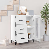 Sideboard High Gloss White 69.5x34x90 cm Engineered Wood - Side View