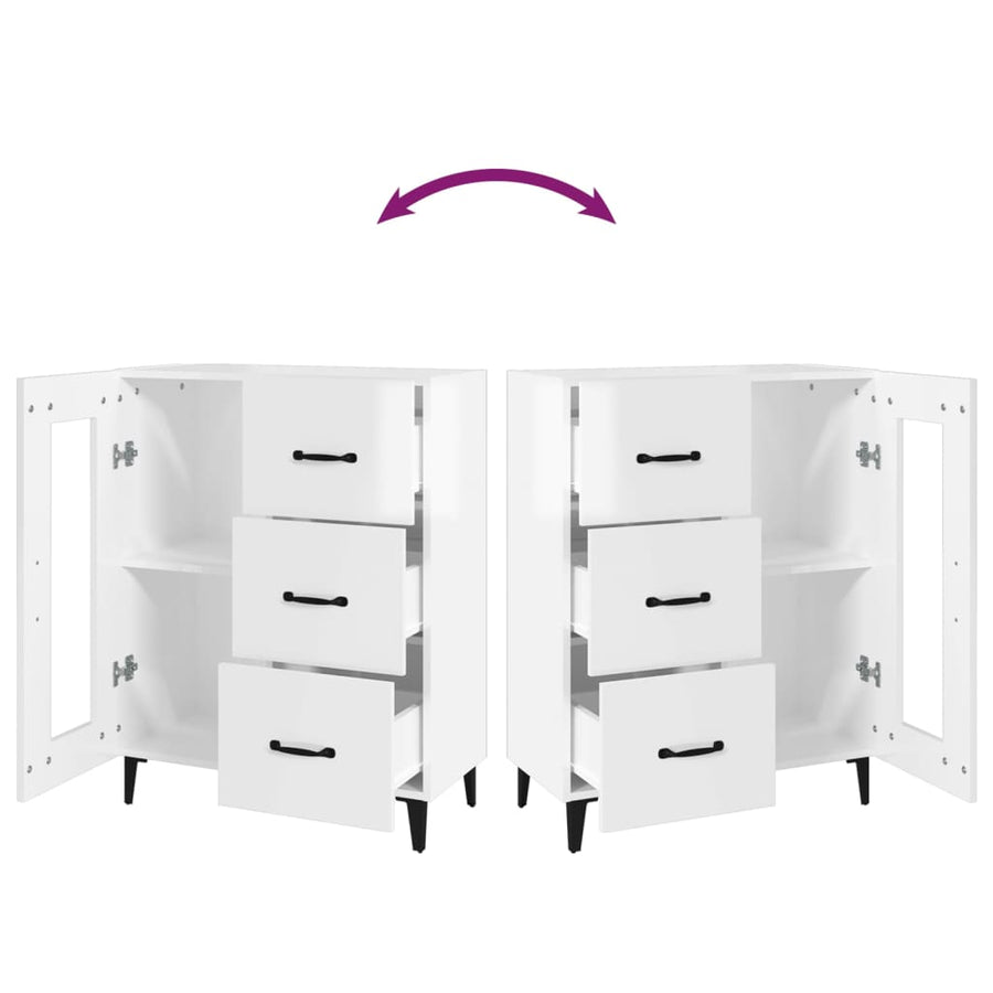 Sideboard High Gloss White 69.5x34x90 cm Engineered Wood