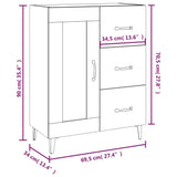 Sideboard High Gloss White 69.5x34x90 cm Engineered Wood - Extra Image