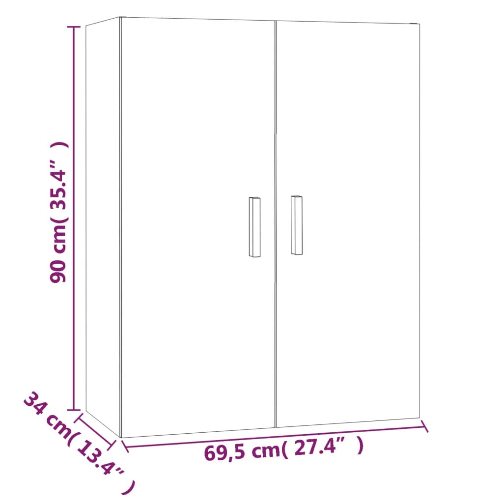 Hanging Wall Cabinet White 69.5x34x90 cm