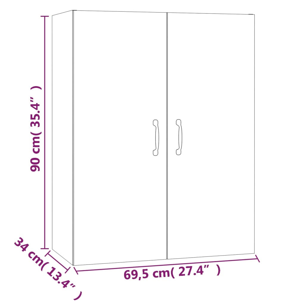 Hanging Cabinet Black 69.5x34x90 cm Engineered Wood