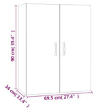 Hanging Cabinet Black 69.5x34x90 cm Engineered Wood
