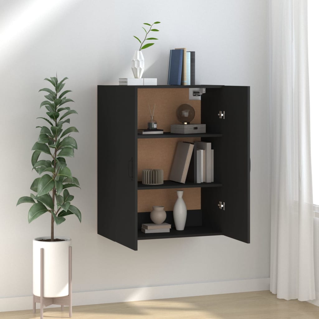 Hanging Cabinet Black 69.5x34x90 cm Engineered Wood