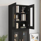 Hanging Wall Cabinet Black 69.5x34x90 cm - Low Angle