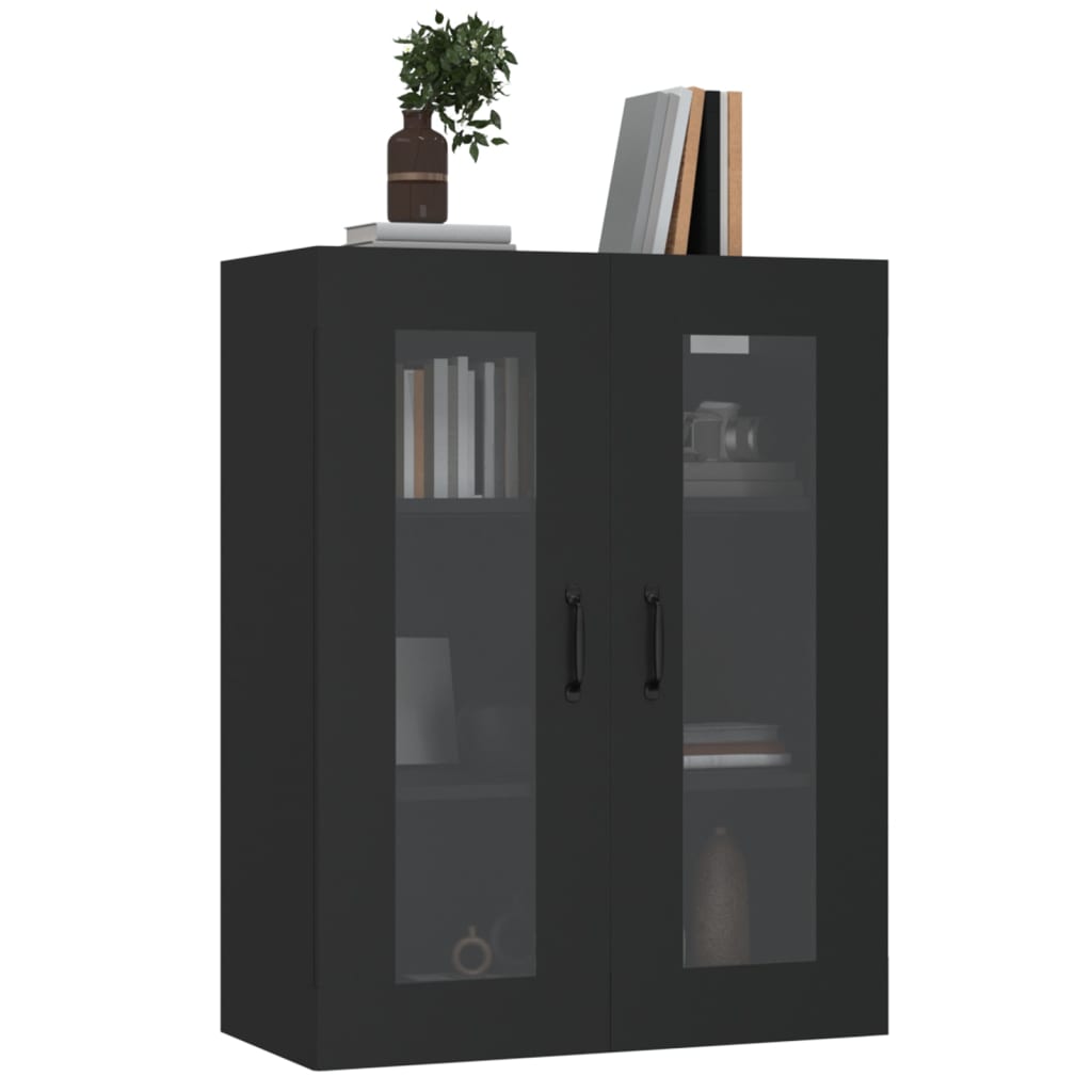 Hanging Wall Cabinet Black 69.5x34x90 cm