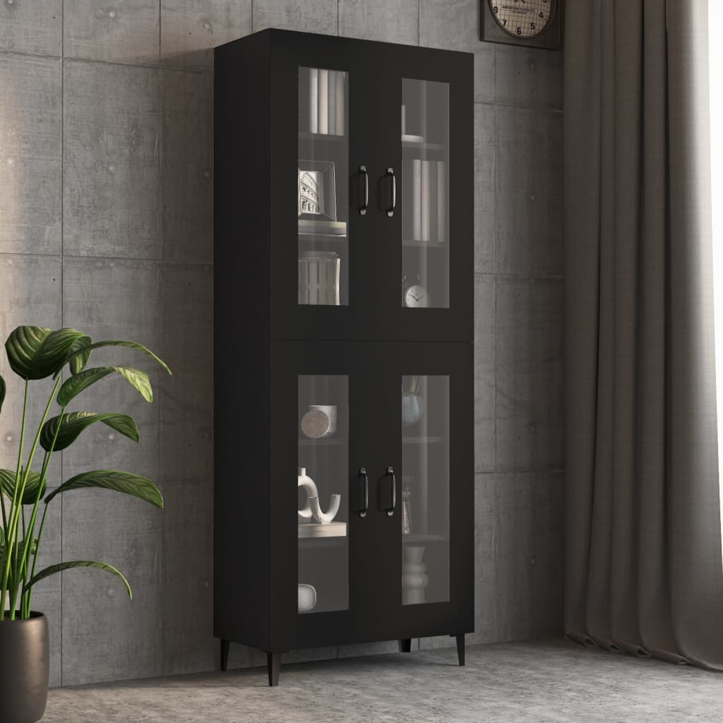Hanging Wall Cabinet Black 69.5x34x90 cm