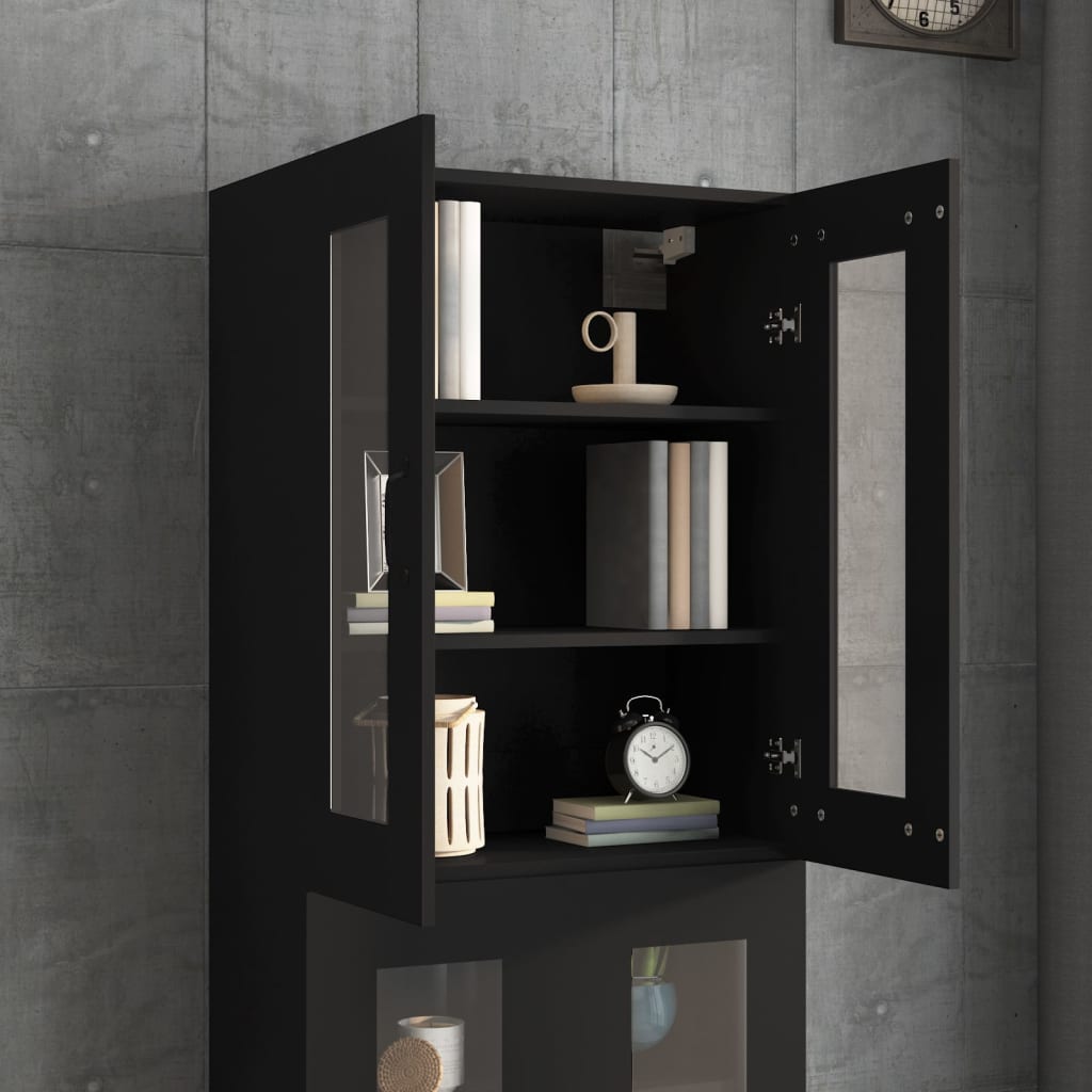Hanging Wall Cabinet Black 69.5x34x90 cm