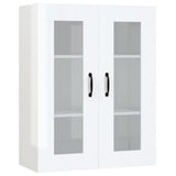 Hanging Wall Cabinet High Gloss White 69.5x34x90 cm - Front View
