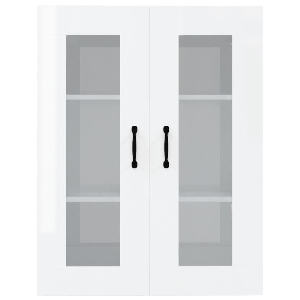Hanging Wall Cabinet High Gloss White 69.5x34x90 cm