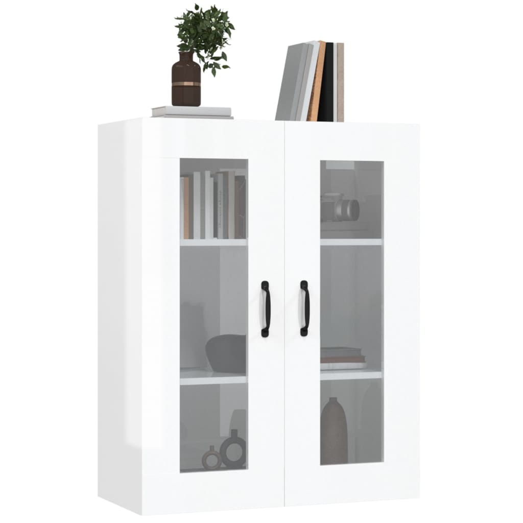 Hanging Wall Cabinet High Gloss White 69.5x34x90 cm