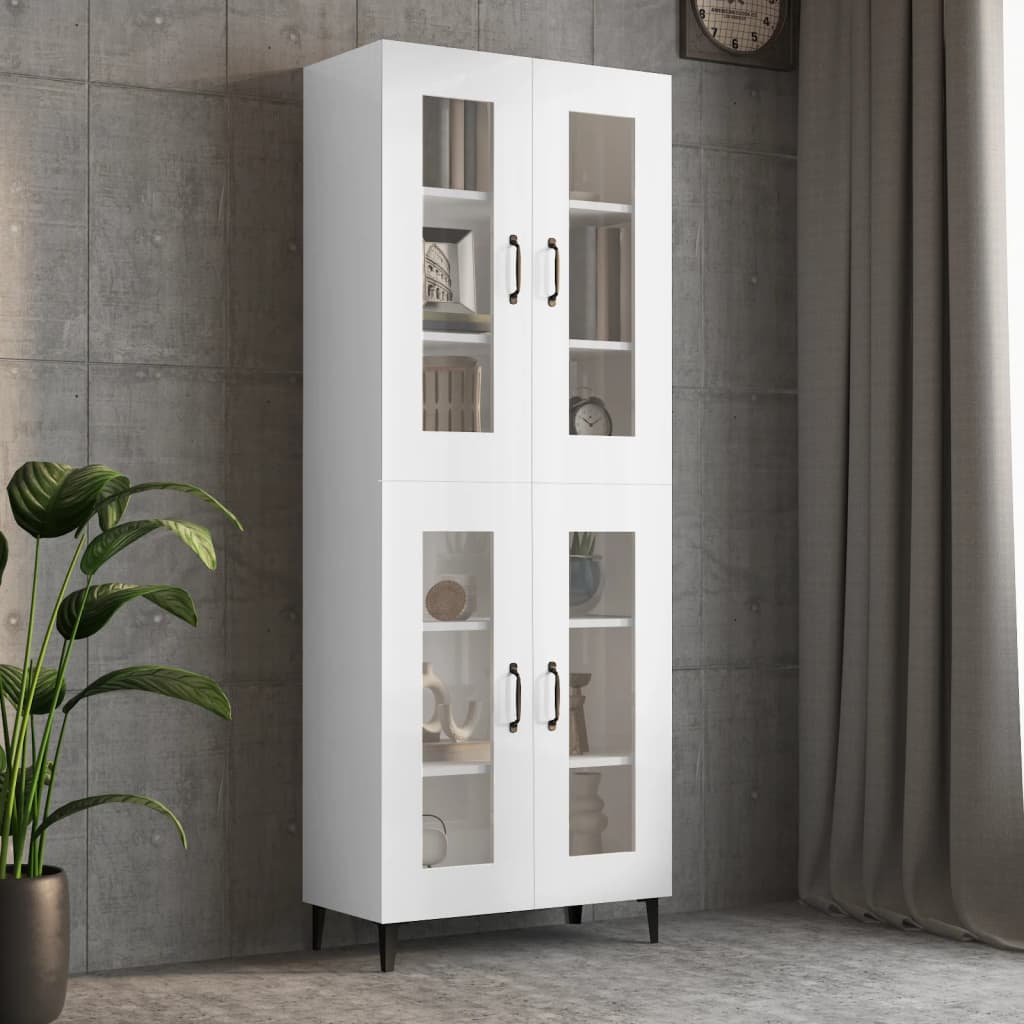 Hanging Wall Cabinet High Gloss White 69.5x34x90 cm