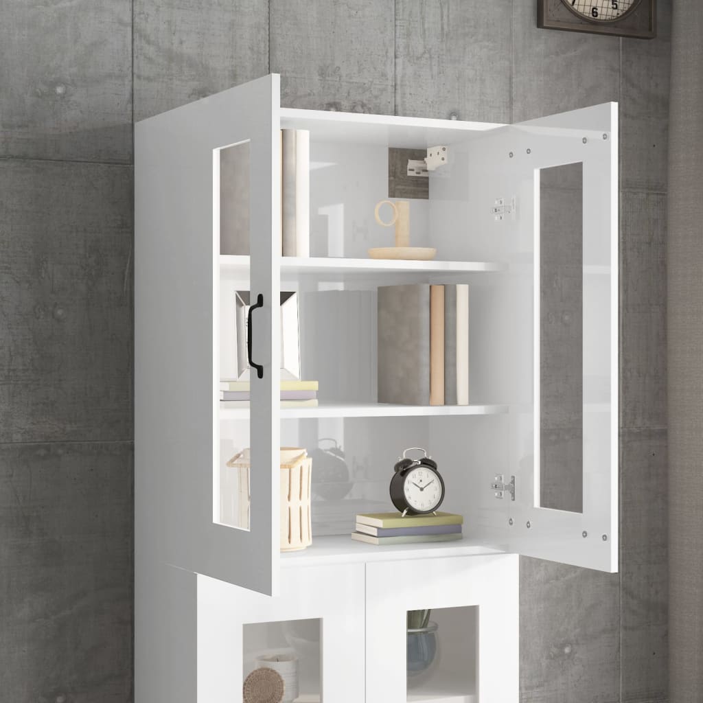 Hanging Wall Cabinet High Gloss White 69.5x34x90 cm